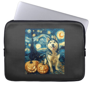 Süßer sibirischer Husky-Hund Halloween Jack O Lant Laptopschutzhülle