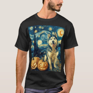 Süßer sibirischer Husky-Hund Halloween Jack O Lant T-Shirt