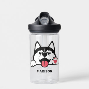 Süßer Sibirischer Husky mit individuellem Namen Trinkflasche