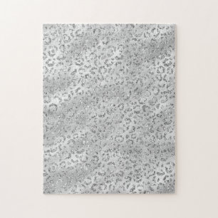 Süßer silberner Gepard Leopard-Hautdruck-Muster Puzzle