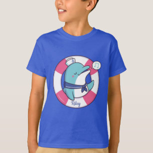 Süßer singender Matrosen-Delfin, personalisierter T-Shirt