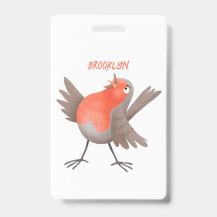 Süßer singender Rotkehlchen-Vogel-Cartoon Ausweis