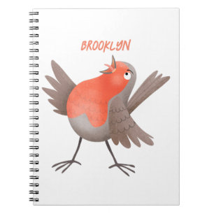 Süßer singender Rotkehlchen-Vogel-Cartoon Notizblock