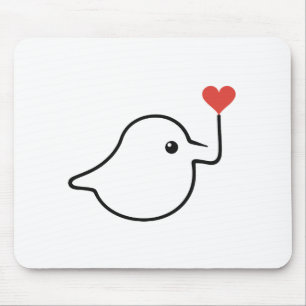 Süßer singender Vogel, One-Line-Kunst mit rotem He Mousepad