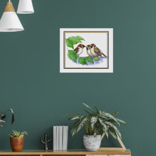 Süßer Singspatz, Vogel, Garten, Tier Natur Poster