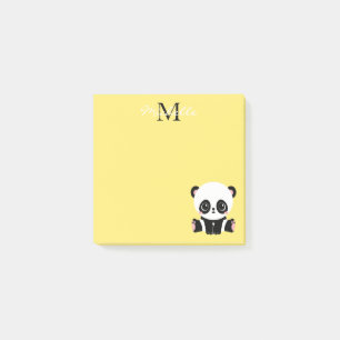 Süßer sitzender Panda-Monogramm Gelb Post-it Klebezettel