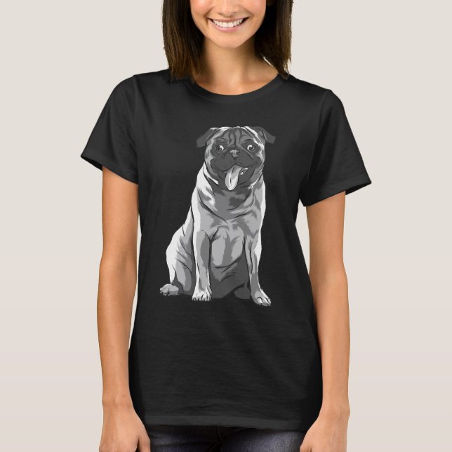 Süßer sitzender Pug 717 T-Shirt (Vorderseite)