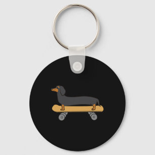 Süßer Skateboarding-Dachshund Schlüsselanhänger