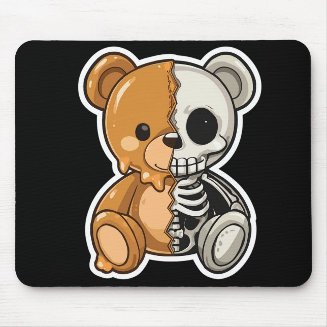 Süßer Skelett-Teddybär-Mauspad mit Split-Design Mousepad (Vorne)