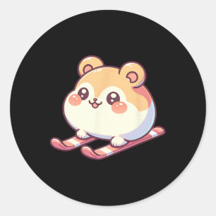 Süßer Skifahrender Hamster Kawaii Fetter Winter Al Runder Aufkleber