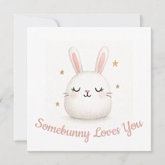 Süßer Somebunny liebt dich anpassbarer Hase Feiertagskarte