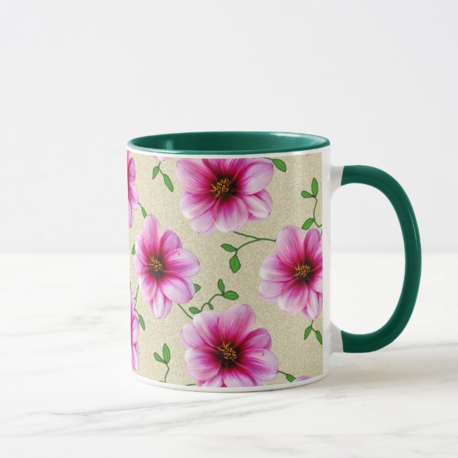 Süßer Sommer-botanische rosa Blume Tasse (Rechts)