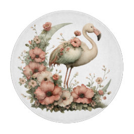 SÜSSER SOMMER FLAMINGO MIT BLUMEN SCHNEIDEBRETT