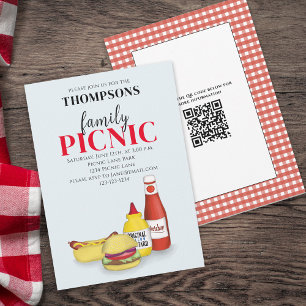 Süßer Sommer-Picknick-Trendy-Cookout-QR-Code Einladung