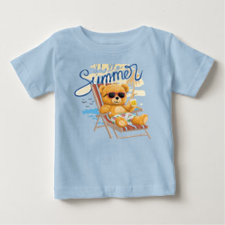 Süßer Sommer-Teddybär am Strand - Baby & Kleinkind T-shirt