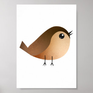 Süßer Spatz Vogel Cartoon Poster