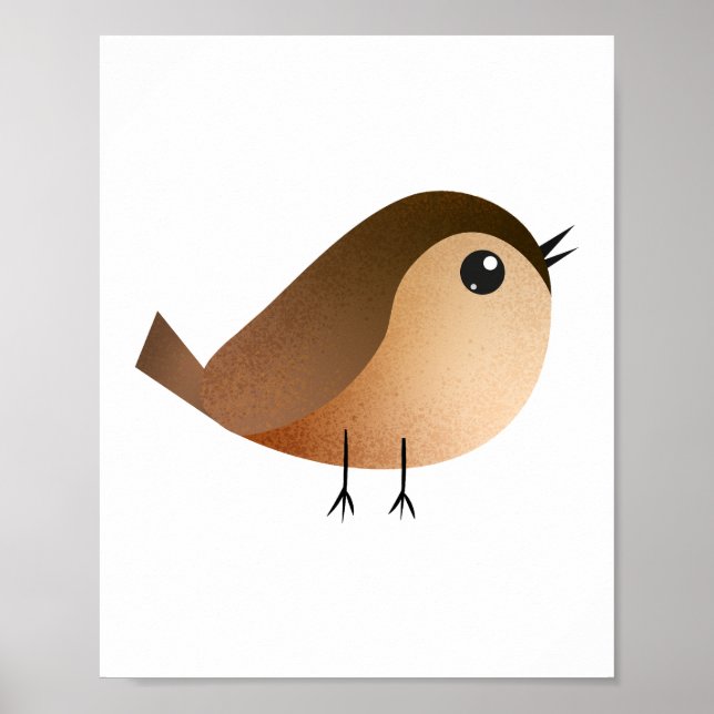 Süßer Spatzen-Vogel-Cartoon Poster (Vorne)