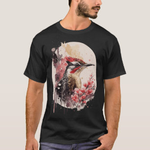 Süßer Specht Vogel Japanische Kirschblüten Wasser T-Shirt