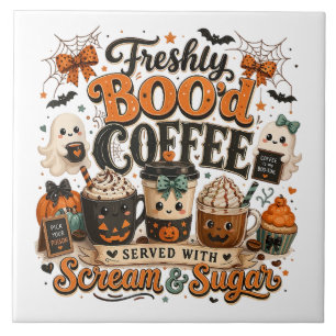 Süßer spooky Geist Kaffeeliebhaber Halloween Fliese