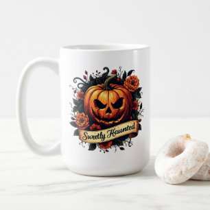 Süßer Spuk Vintager Kürbis   BlumenHalloween Kaffeetasse