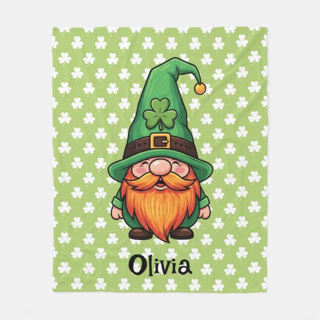 Süßer St. Patrick's Day Glückskobold-Gnom  Fleecedecke (Vorderseite)