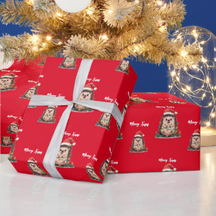 Süßer Stachelschwein-Weihnachtsbaum-Zoo-Safari-Wei Geschenkpapier