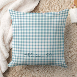Süßer staubblauer Gingham-Muster Kissen