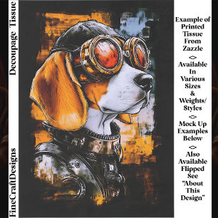 Süßer Steampunk-Beagle-Hunde-Aviator EZ1R-Dekoupag Seidenpapier