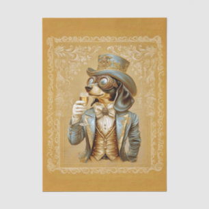 Süßer Steampunk-Dachshund-Hund, Glas FS1L-Dekoupag Seidenpapier