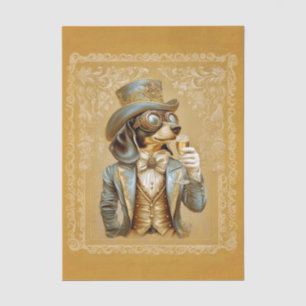 Süßer Steampunk-Dachshund-Hund, Glas FS1R-Decoupag Seidenpapier