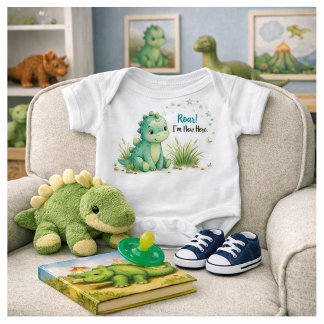 Süßer Stegosaurus-Baby-Junge brüllt  Baby Strampler
