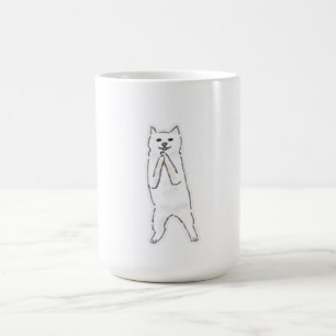 Süßer stehender Hund betet Bittende lustige Linien Kaffeetasse