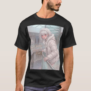Süßer Stellarer Engel: Anime-Mädchen mit silbernen T-Shirt