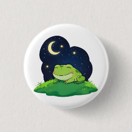 Süßer Sternengucker-Frosch Kawaii-Nachthimmeldesig Button
