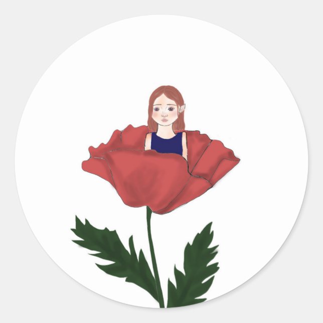 Süßer Sticker - Blume - Mädchen - Basteln (Vorderseite)