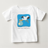 Süßer Storch, der Baby-Cartoon-T-Shirt trägt