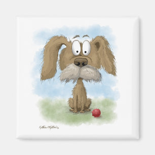 Süßer struppiger Hund Cartoon Magnet