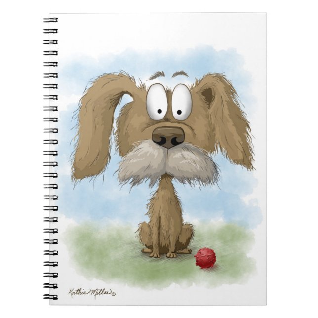 Süßer struppiger Hund Cartoon mit Ball Notizblock (Vorderseite)
