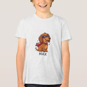 Süßer Superheld-Dachshund mit individuellem Namen Tri-Blend Shirt