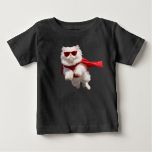 Süßer Superheld weißer persischer Katze Baby T-shirt