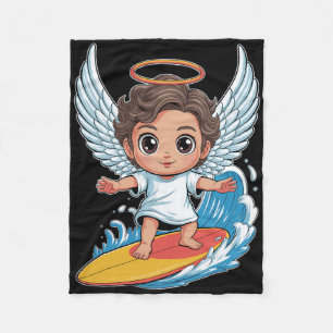 Süßer Surfing Engel Chibi Fleecedecke