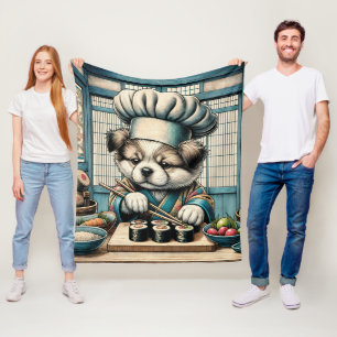 Süßer Sushi-Chef-Welpe Fleecedecke