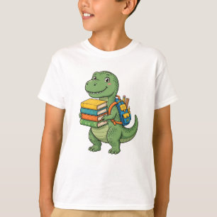 Süßer T-Rex Schüler - Rucksack Bücher zum Zurück i T-Shirt