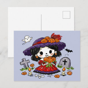 Süßer Tag der Toten La Catrina Feiertagspostkarte