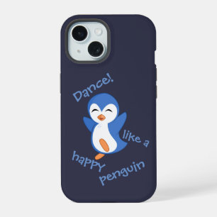 Süßer Tanz wie ein glücklicher Pinguin Blau iPhone 15 Hülle