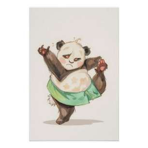 Süßer Tanzpanda-Plakat   Lustige Cartoon-Wandkunst Poster