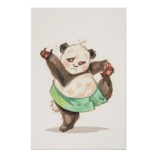 Süßer Tanzpanda-Plakat | Lustige Cartoon-Wandkunst Poster (Vorderseite)
