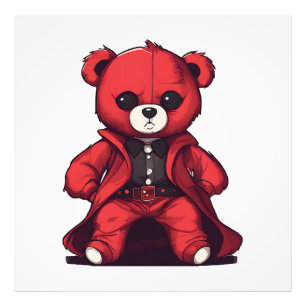 Süßer Teddy roter Junge Fotodruck