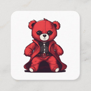 Süßer Teddy roter Junge Quadratische Visitenkarte