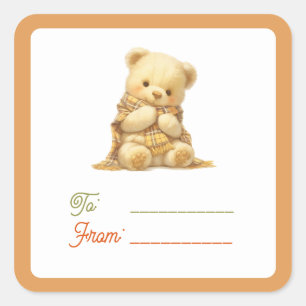 Süßer Teddybär (A) Geschenketikett Quadratischer Aufkleber